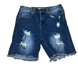 Celebrity Ace Jeans 11/30 Distressed Blue Jean Shorts Stretch Waist Comfort